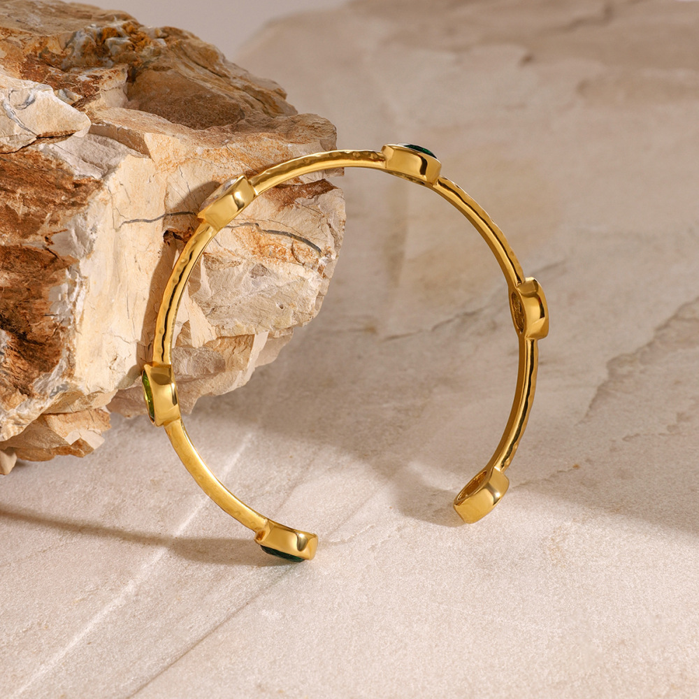 1 Piece Simple Series Style Geometric Stainless Steel Gold Plated Zircon Women Bangles h5Picture3