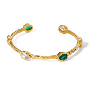 1 Piece Simple Series Style Geometric Stainless Steel Gold Plated Zircon Women Bangles h5 Picture4