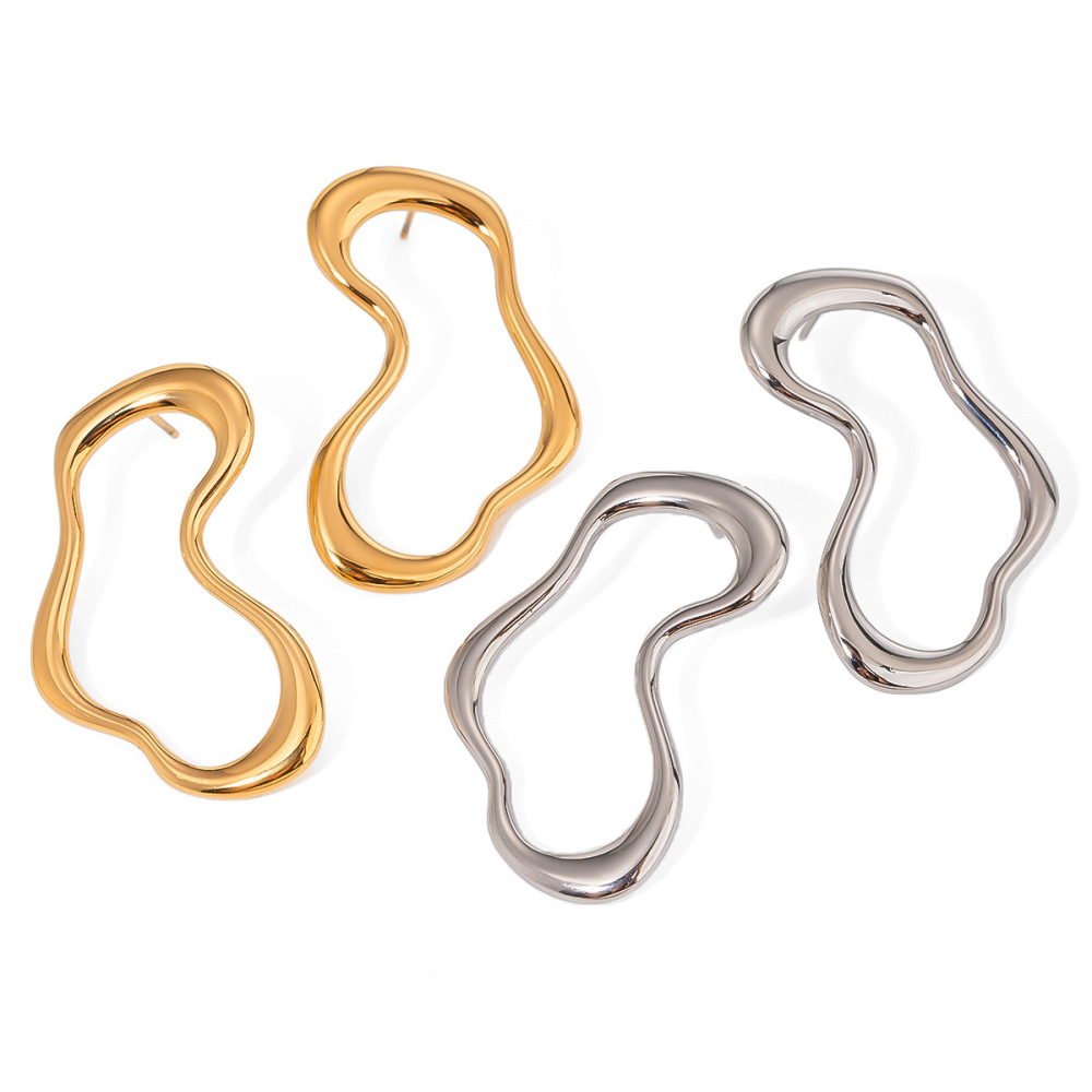1 Pair Simple Series Simple Geometric Stainless Steel  Gold Plated Women Stud Earrings Picture5