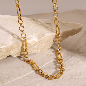 1 piece simple series classic chain stainless steel gold plated women chain necklaces h5