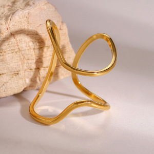 1 Paar Simple Series Simple Line Edelstahl 18 Karat Vergoldete Verstellbare Damenringe h5 Bild4
