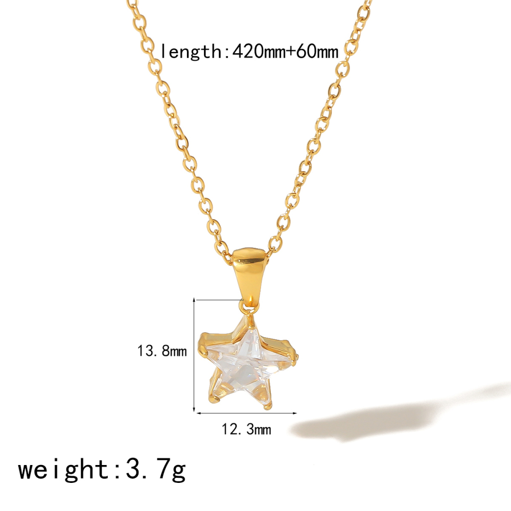 1. Simple And Stylish  Gold-Plated Stainless Steel Geometric Star Pendant Necklace For Women To Wear Daily Picture4
