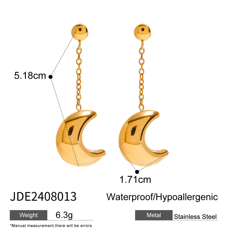 1 pair simple series simple sun/moon stainless steel gold plated women drop earrings Picture2