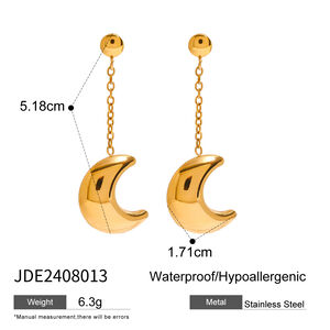 1 pair simple series simple sun/moon stainless steel gold plated women drop earrings h5 Picture2