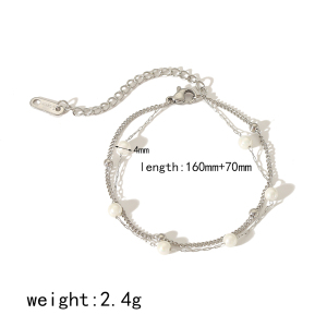 1 Piece Of Exquisite And Elegant  Gold-Plated Stainless Steel Double-Layer Pearl Chain Bracelet For Women's Jewelry For Daily Wear h5 Picture4