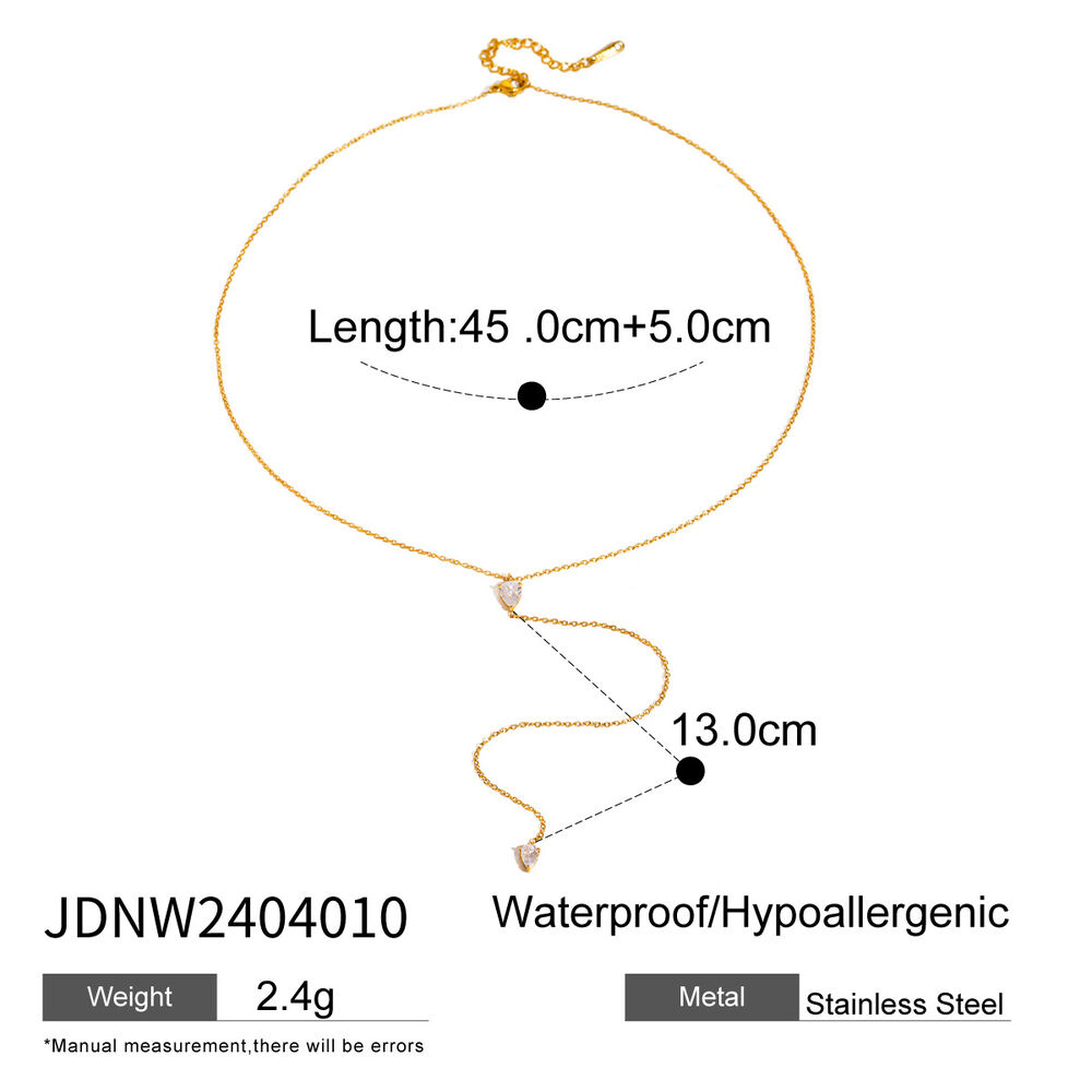 1 piece simple series simple droplet stainless steel gold plated rhinestone women pendant necklaces h5Picture2