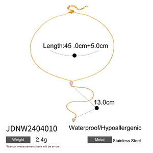 1 piece simple series simple droplet stainless steel gold plated rhinestone women pendant necklaces h5 Picture2