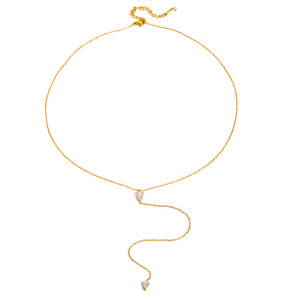 1 Stuk Eenvoudige Serie Eenvoudige Druppel Roestvrij Staal  Vergulde Strass Dames Hanger Kettingen h5 Afbeelding5