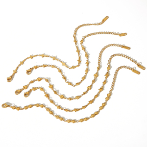 1 Pair Of Stylish Simple  Gold-Plated Stainless Steel Cross Love Star Chain Bracelet Women's Jewelry Daily Wear h5 Picture2