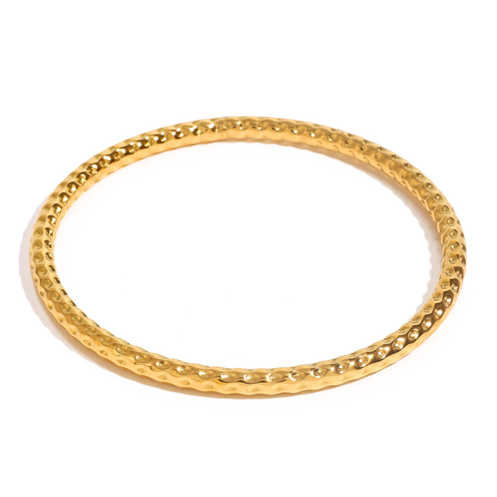 1 Stuk Eenvoudige Serie Eenvoudige Effen Kleur Roestvrij Staal Vergulde Damesarmbanden h5Afbeelding4