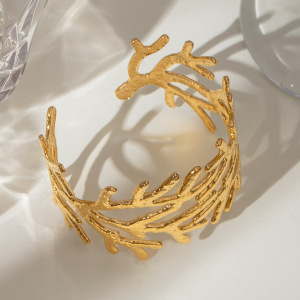 1 Stuk Simple Series Retro Plant Roestvrij Staal  Vergulde Damesarmbanden h5 Afbeelding3