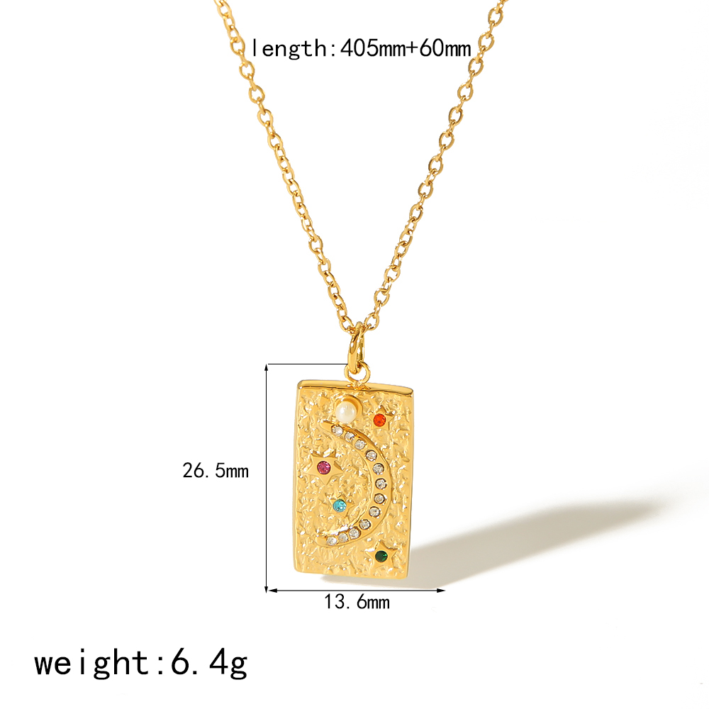 1 pièce de collier pendentif en diamant carré géométrique en acier inoxydable plaqué or  simple et à la mode pour bijoux pour femmes à porter au quotidien Image2