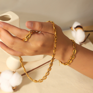1 Piece Classic High Quality  Gold Plated Stainless Steel Geometric Shell Chain Necklace Women's Jewelry Daily Wear h5 Picture2