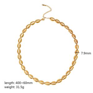 1 Piece Classic High Quality  Gold Plated Stainless Steel Geometric Shell Chain Necklace Women's Jewelry Daily Wear h5 Picture4