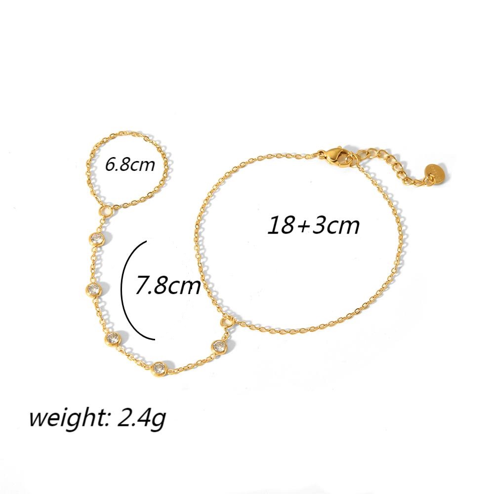 1 pezzo di semplice e alla moda braccialetto da dito in acciaio inossidabile placcato oro 18k con zirconi per le donne da indossare ogni giorno h5 Immagine2