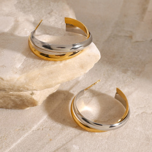 1 Pair Stainless Steel Waterproof Mixed Color Hoop Earrings h5 Picture2