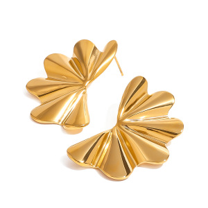 1 Pair Classic Retro Style Relief Flower Shape Stainless Steel Gold Plated Women's Stud Earrings h5 Picture4
