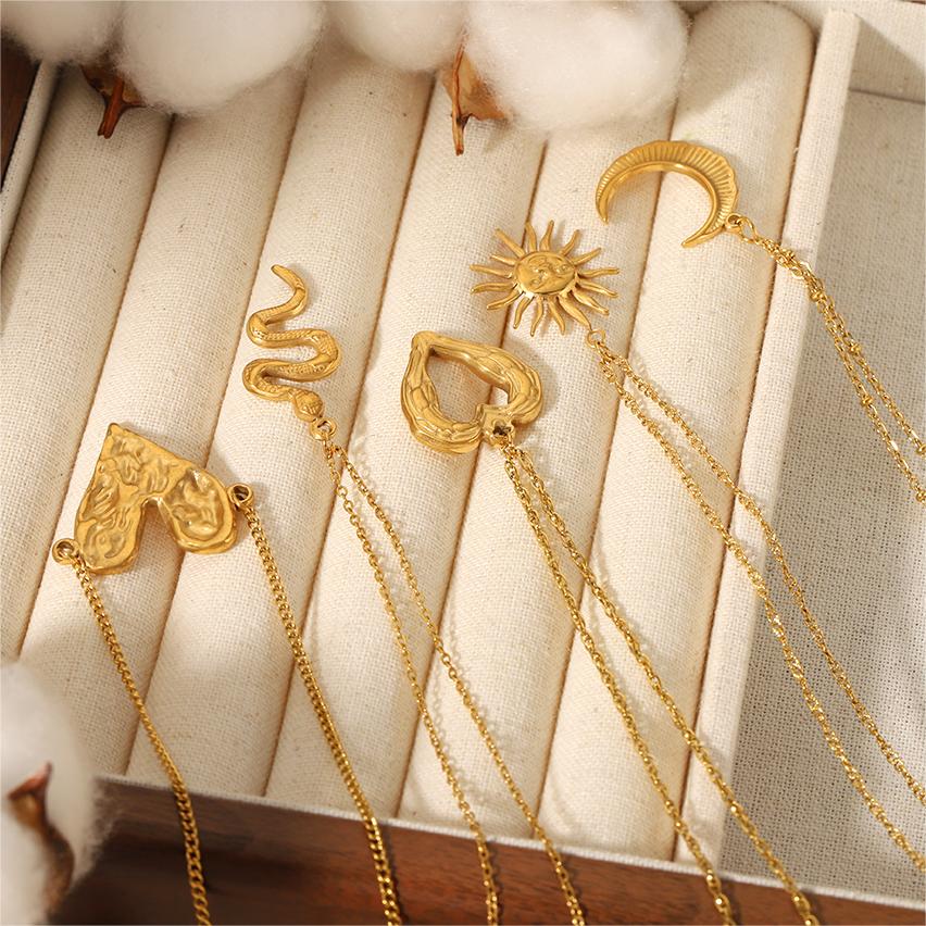 1 piece simple series classic geometric stainless steel  gold plated women pendant necklaces h5 