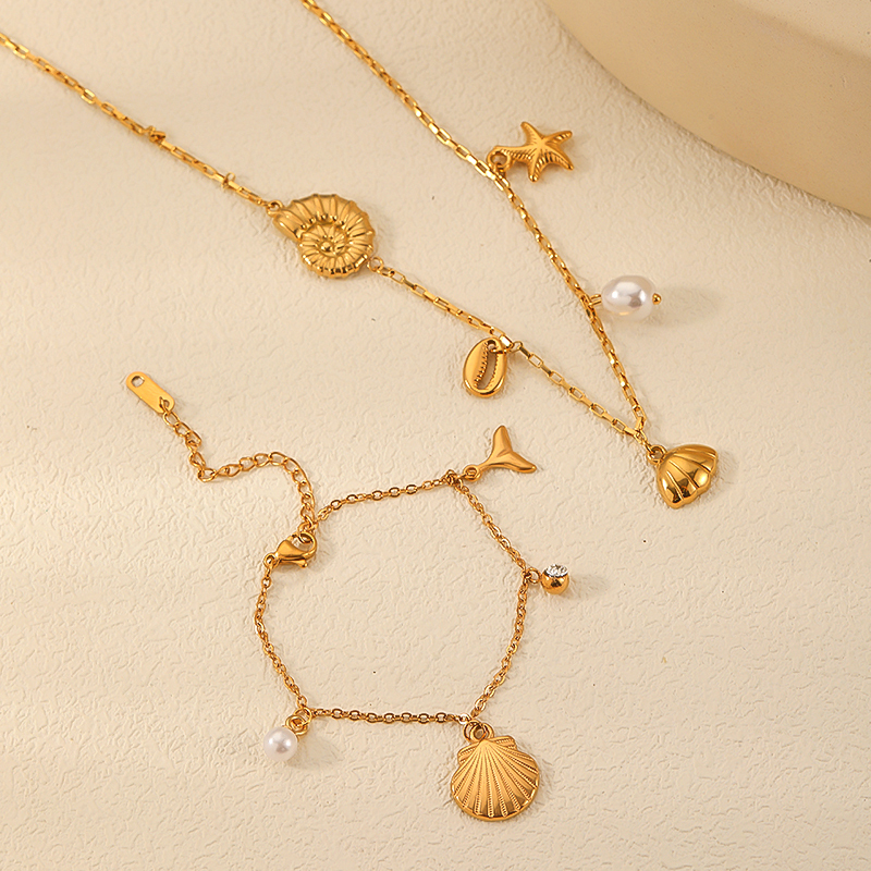 1 Piece Simple Series Sweet Geometric Stainless Steel Gold Plated Artificial Pearl Women Pendant Necklaces Picture2