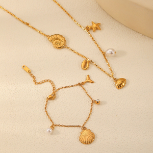 1 Piece Simple Series Sweet Geometric Stainless Steel Gold Plated Artificial Pearl Women Pendant Necklaces h5 Picture2