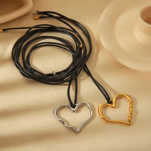 Collar Con Colgante De Acero Inoxidable Chapado En Oro De 18 Quilates Con Forma De Corazón Clásico De Serie Simple Para Mujer De 1 Pieza h5 Imagen2