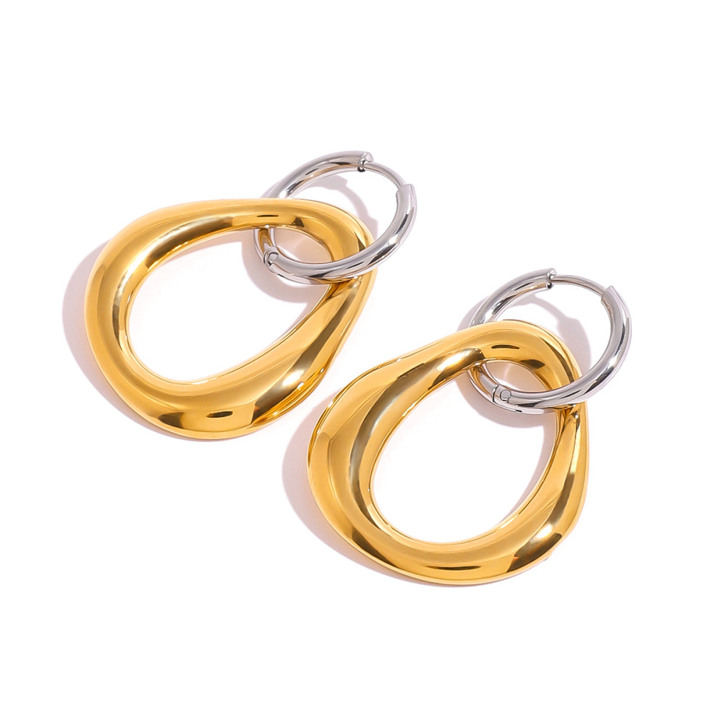 1 Pair Simple Series Simple Geometric Stainless Steel Gold Plated Women Drop Earrings h5Picture4