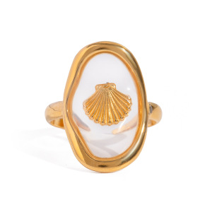 1 Pair Simple Series Vacation Turtle Stainless Steel  Gold Plated Women Adjustable Rings h5 Picture5