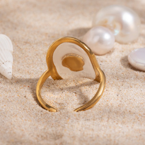 1 Pair Simple Series Vacation Turtle Stainless Steel  Gold Plated Women Adjustable Rings h5 Picture6