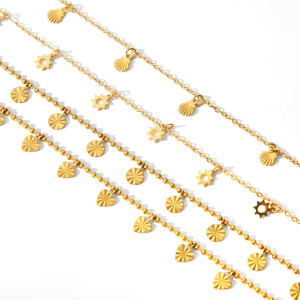 1 Pair Simple Series Sweet Heart Stainless Steel  Gold Plated Women Anklets h5 Picture4