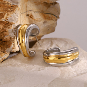 1 Pair Simple Series Simple Geometric Stainless Steel Gold Plated Women Stud Earrings h5 Picture3