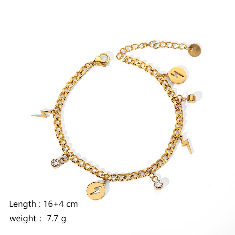 1 pezzo semplice serie dolce cuore acciaio inossidabile placcato oro 18K perle artificiali donne braccialetti con ciondoli Immagine2
