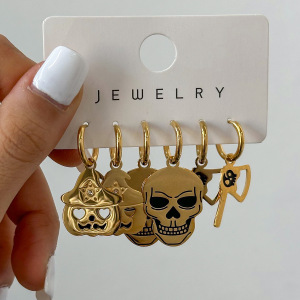 1 Set Halloween Stainless Steel Waterproof Earrings Set h5 Picture2