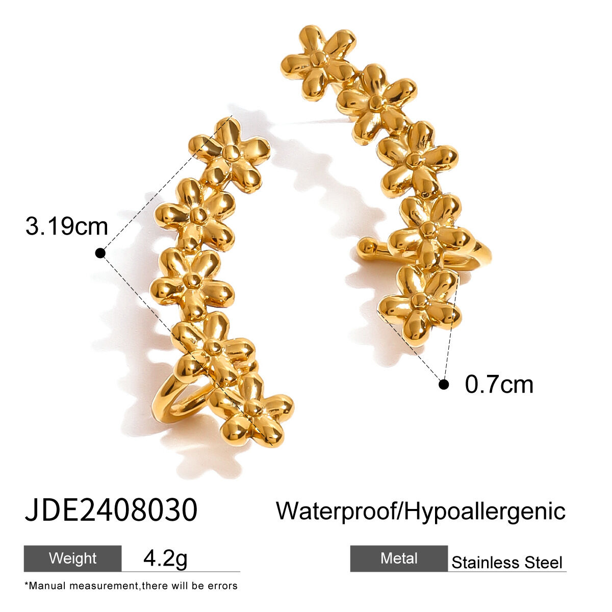 1 Paar Simple Series Klassische Blumen-Ohrstecker aus Edelstahl mit 18 Karat Vergoldung für Damen h5 Bild2