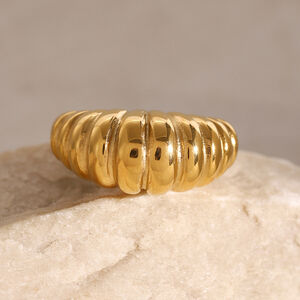 1 Piece Thread Stainless Steel Waterproof Gold Color Statement Ring h5
