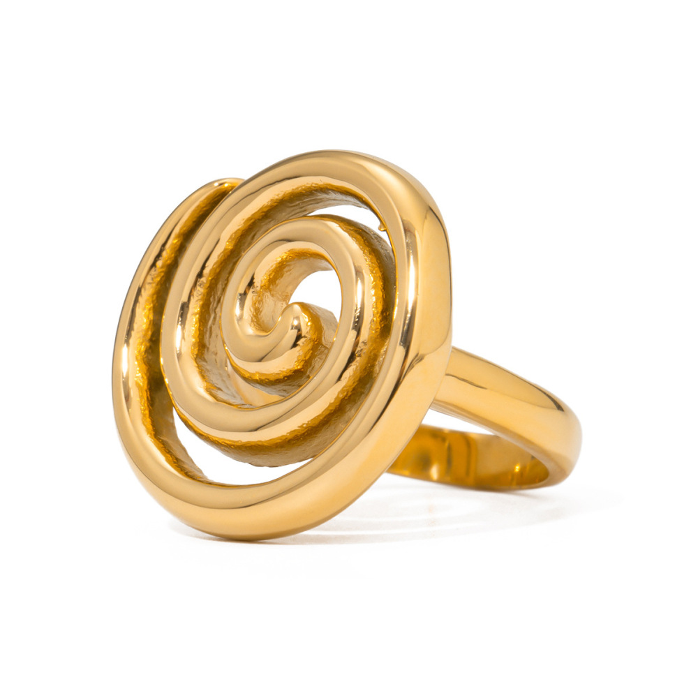 1 Piece Simple Casual Style Thread Shape Stainless Steel Gold Plated Women's Single Ring h5Picture4