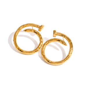 1 Pair Simple Series Simple Geometric Stainless Steel Gold Plated Women Stud Earrings h5 Picture4