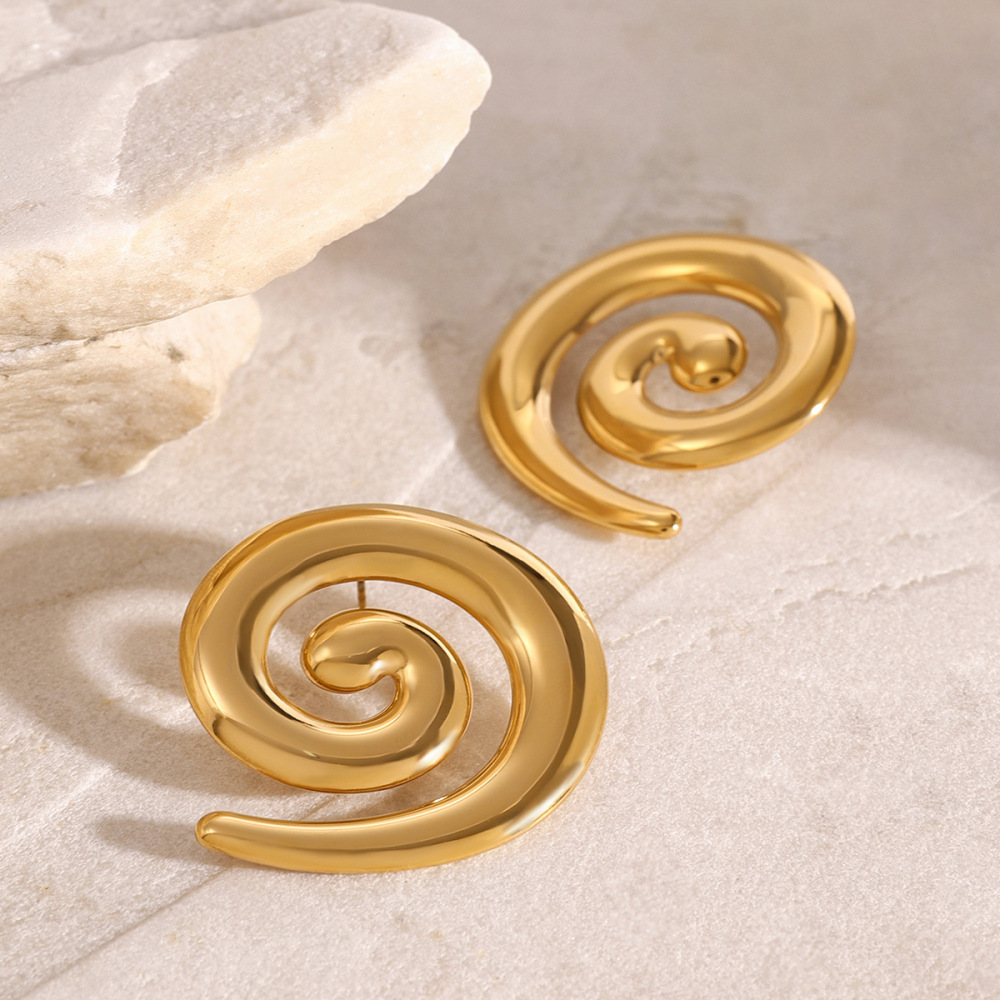 1 Pair Simple Series Casual Geometric Stainless Steel Gold Plated Women Stud Earrings h5Picture3
