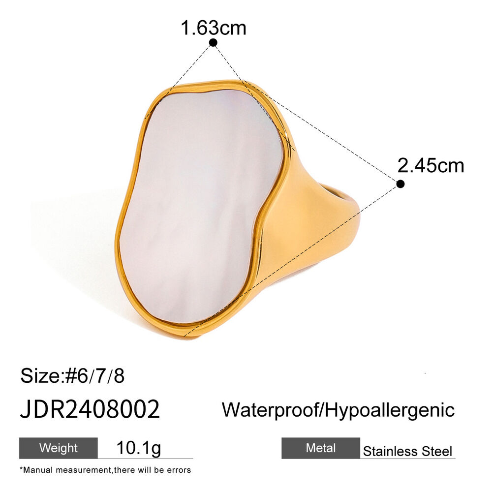 1 pair simple style irregular shape stainless steel gold plated shell women's Signet Rings Picture2