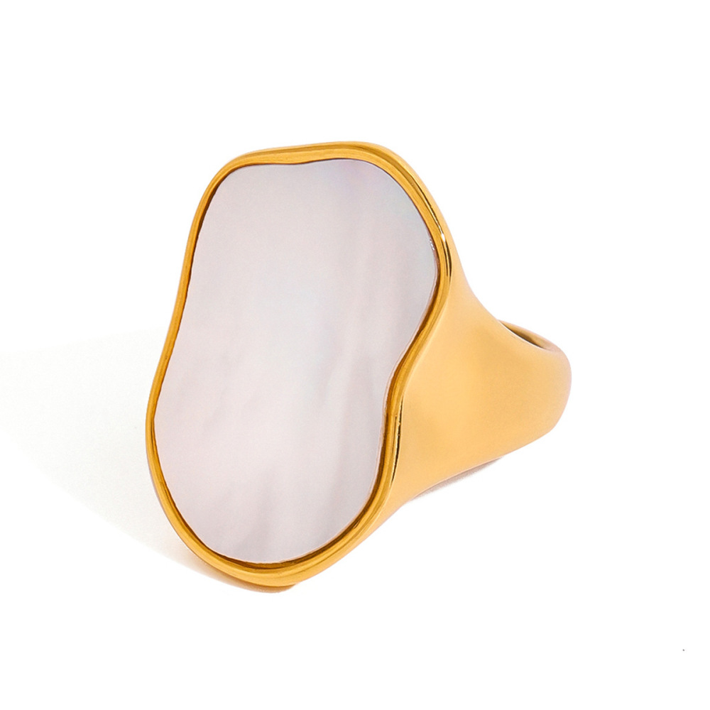 1 Pair Simple Style Irregular Shape Stainless Steel  Gold Plated Shell Women's Signet Rings Picture4