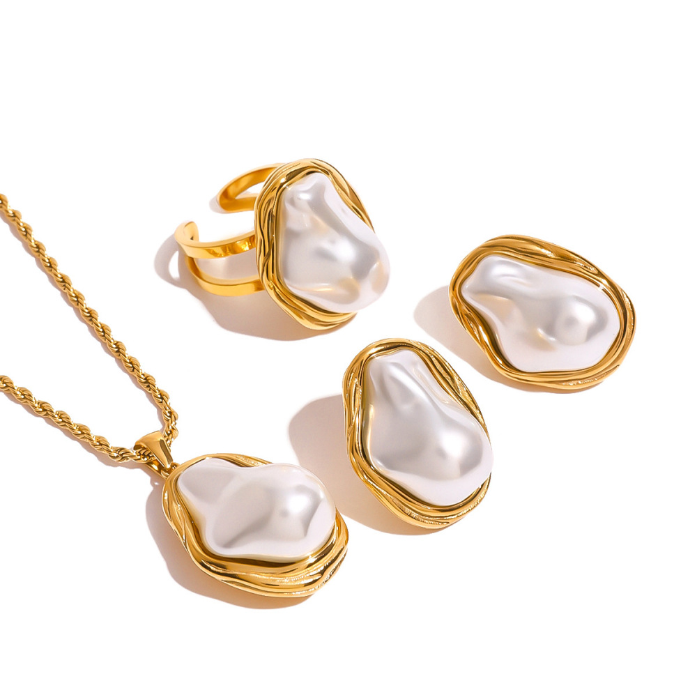 1 Piece Classic Series Elegant Geometric Stainless Steel Gold Plated Shell Women Pendant Necklaces h5Picture4