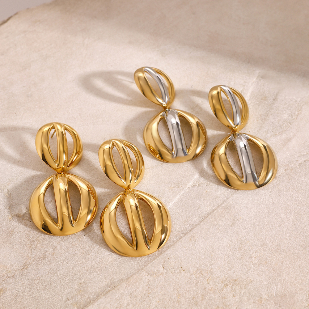 1 Pair Simple Series Simple Geometric Stainless Steel  Gold Plated Women Drop Earrings Picture2