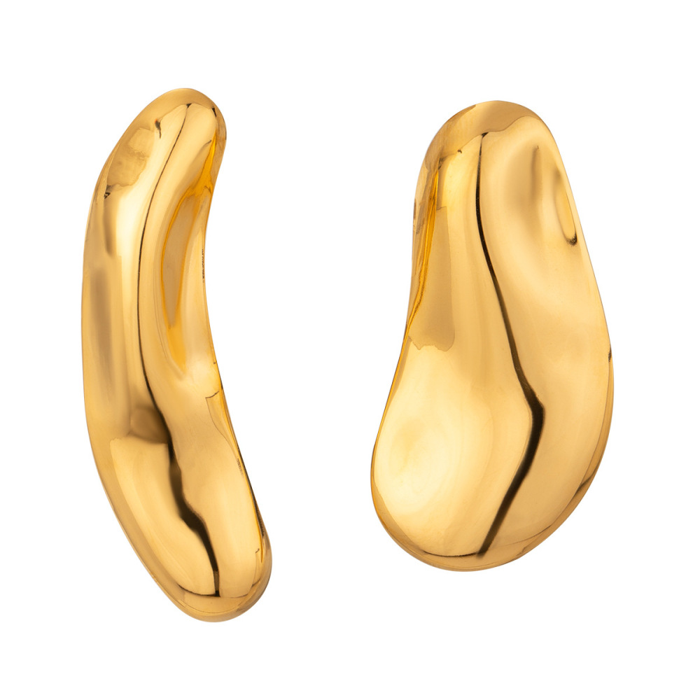 1 Pair Simple Series Simple Solid Color Stainless Steel Gold Plated Women Stud Earrings h5Picture5