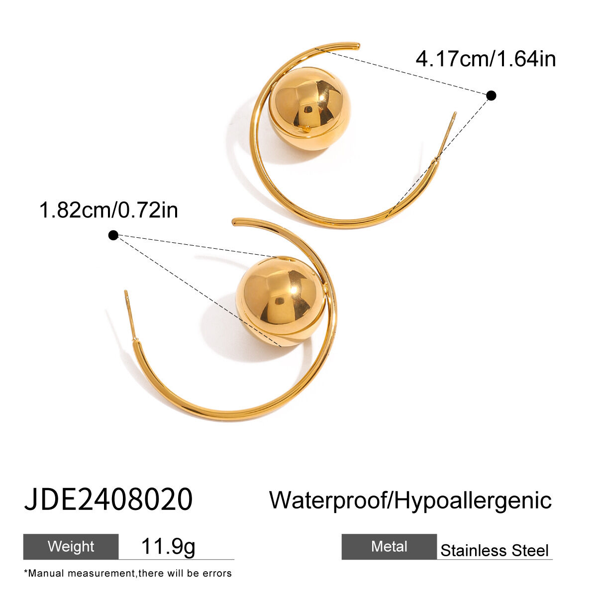 1 paire de boucles d'oreilles pendantes pour femme, en acier inoxydable plaqué or, couleur unie, style simple. h5 Image2