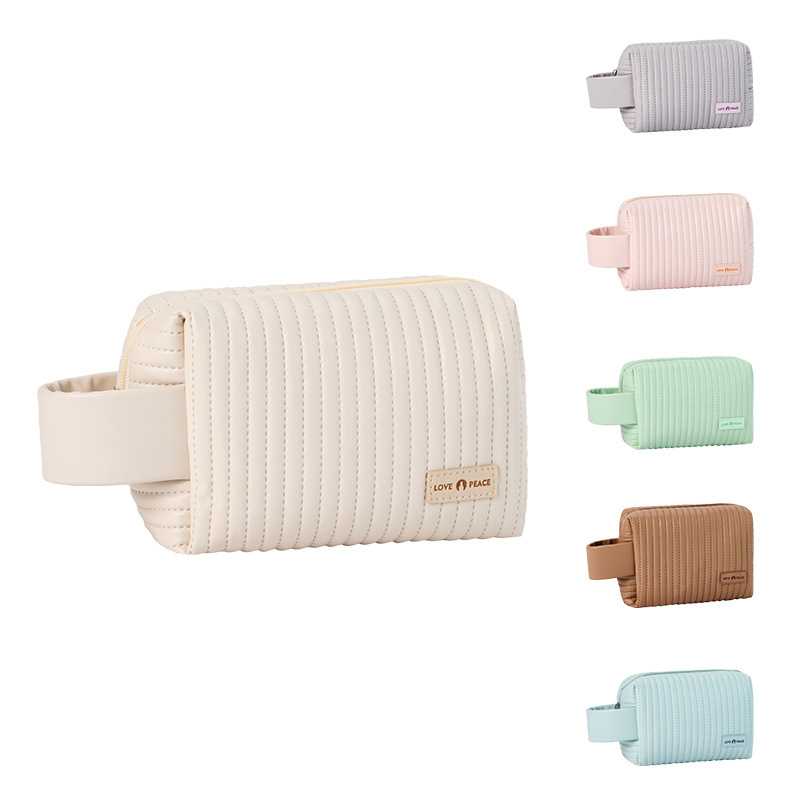 1 Piece Simple Sweet Style Octagonal Shape Solid Color Pu Women's Makeup Bag Picture3