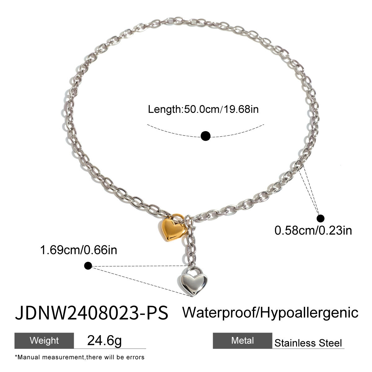 1 pezzo semplice serie dolce cuore acciaio inossidabile placcato oro  braccialetti con ciondolo da donna h5 Immagine2