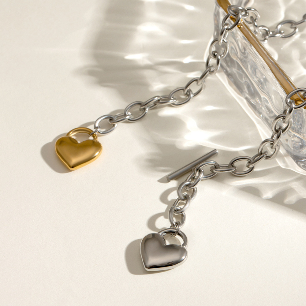 1 Piece Simple Series Sweet Heart Stainless Steel  Gold Plated Women Charm Bracelets Picture3