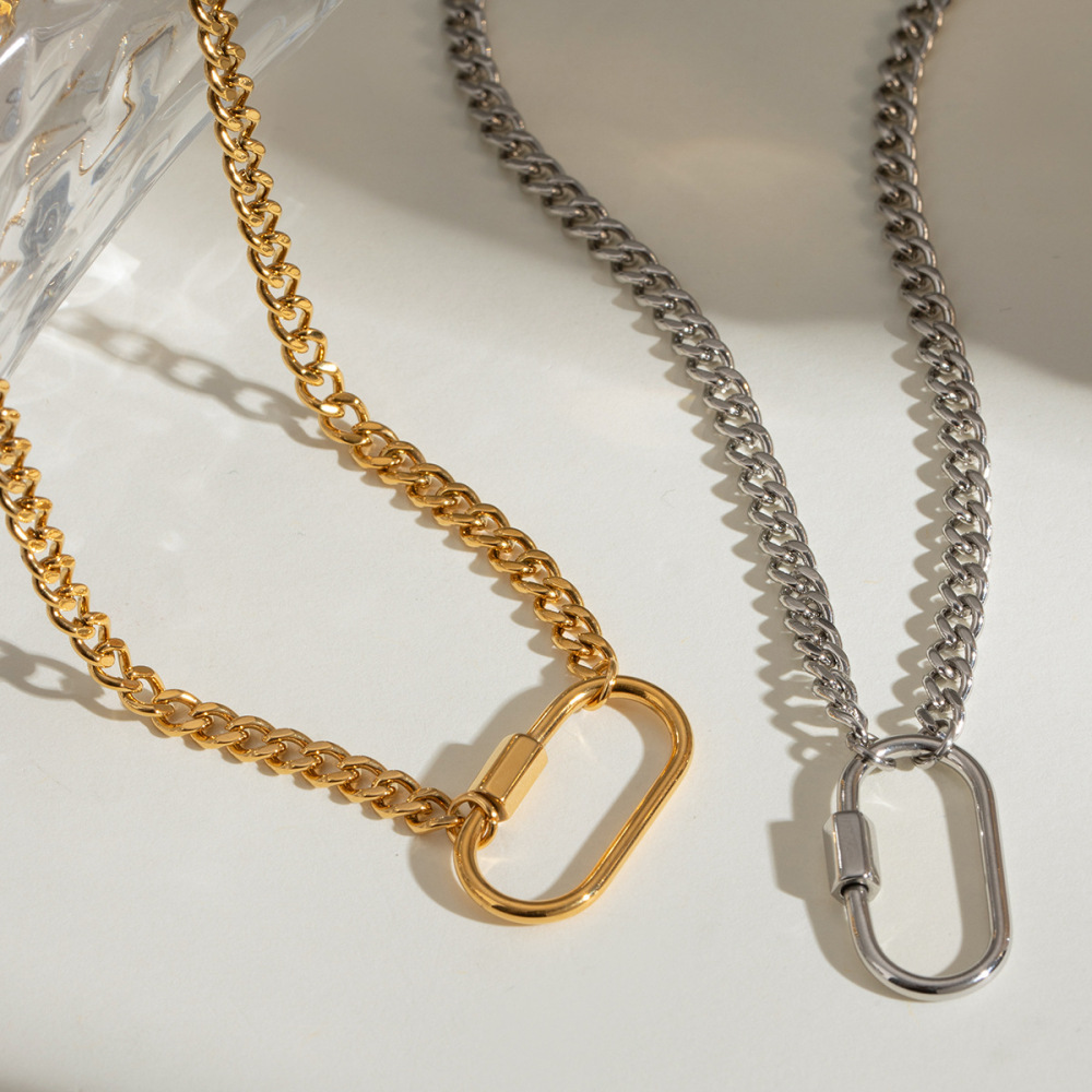 1 Piece Simple Series Casual Geometric Stainless Steel Gold Plated Women Pendant Necklaces Picture2