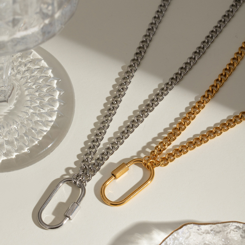 1 Piece Simple Series Casual Geometric Stainless Steel Gold Plated Women Pendant Necklaces Picture3
