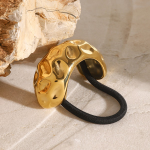 1 Pair Simple Series Daily Letter Stainless Steel Gold Plated Women Hair Bobbles h5 Picture2