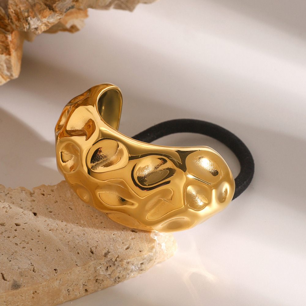 1 Pair Simple Series Daily Letter Stainless Steel Gold Plated Women Hair Bobbles h5Picture3